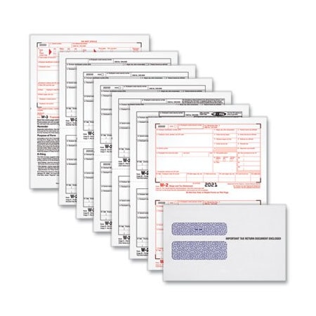 Tops Products TOPS, W-2 Tax Form/envelope Kits, 8 1/2 X 5 1/2, 6-Part, Inkjet/laser, 24 W-2s & 1 W-3 22904KIT